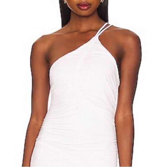 NWT Jonathan SIMKHAI Jessica Ruched Maxi Dress White Medium - Picture 3 of 16